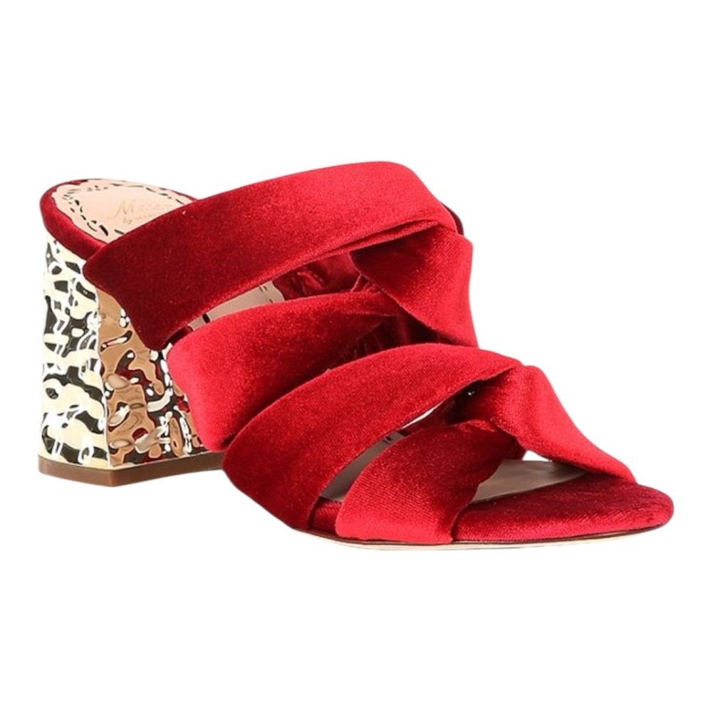 Muse by Marchesa Iris Velvet Knotted Dress Slide Sandals Sz 8 Rouge NWOB